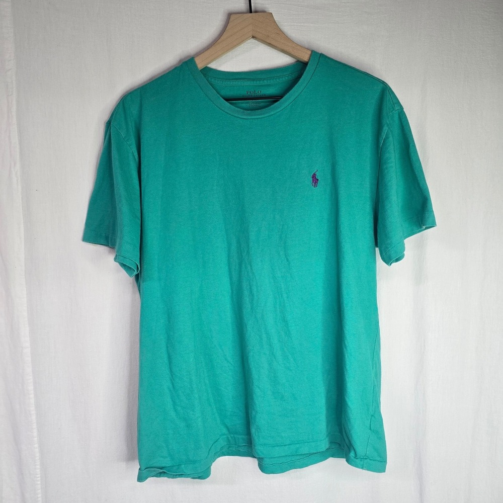 Polo Ralph Lauren T-Shirt Mens Large Teal Green Excellent Classic Pony Logo Tee